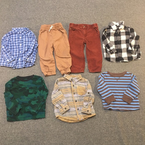 Carter's Other - Baby Boy 18 Months Clothing Lot 7x Pieces Bulk Winter Thermal Corduroy Preppy